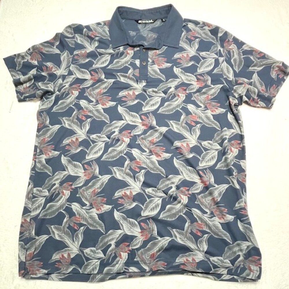 Travis Mathew Navy Print Polo Shirt- Size XL